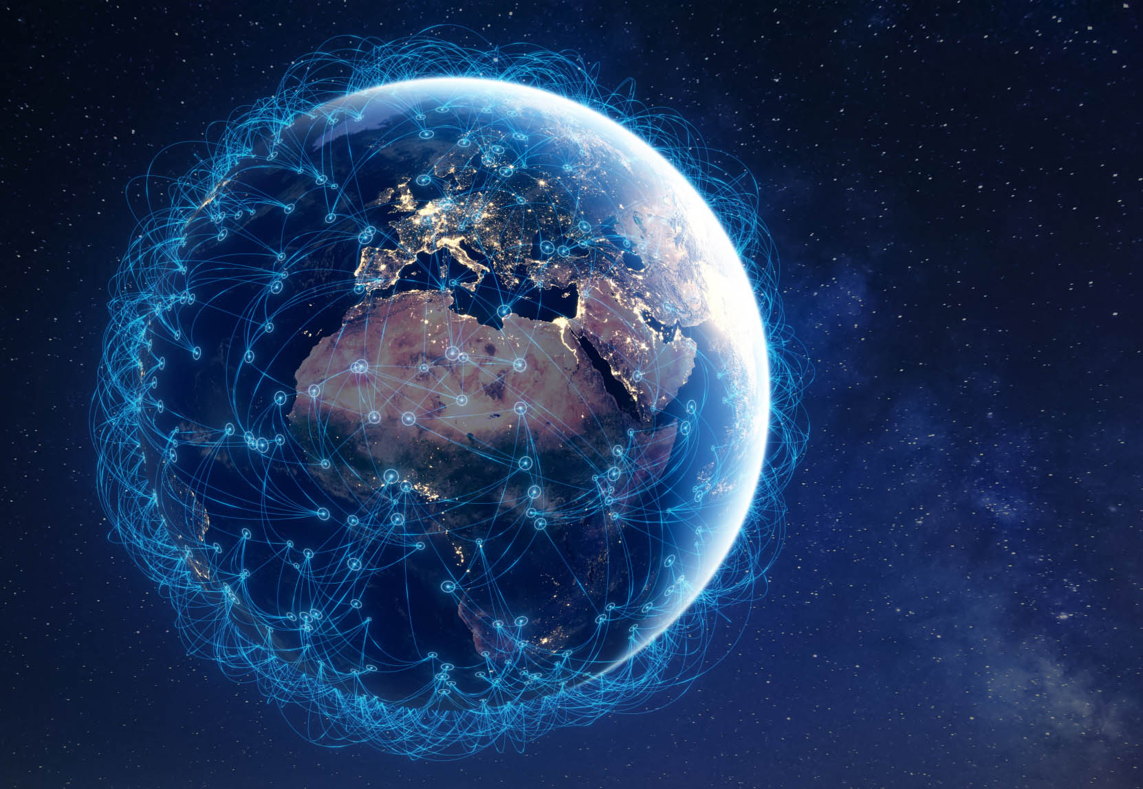 Globe with connection lines